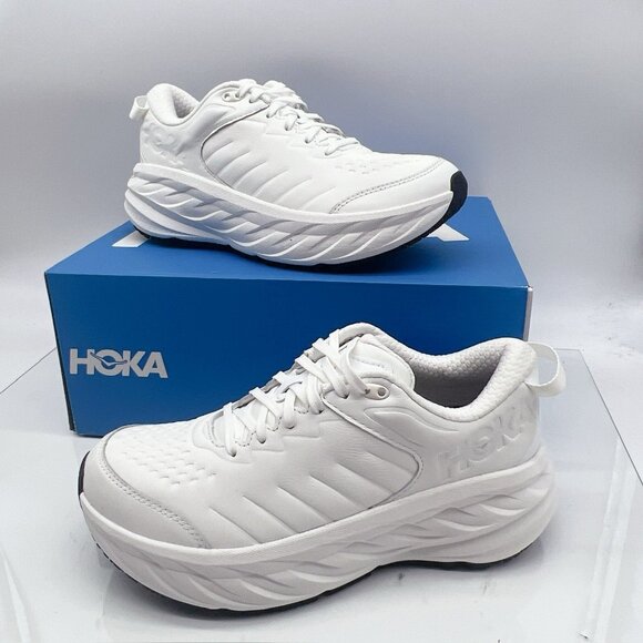 Hoka One One Bondi SR Running Shoes Frost White Leather Wms US 8 water-resistant - Picture 1 of 13